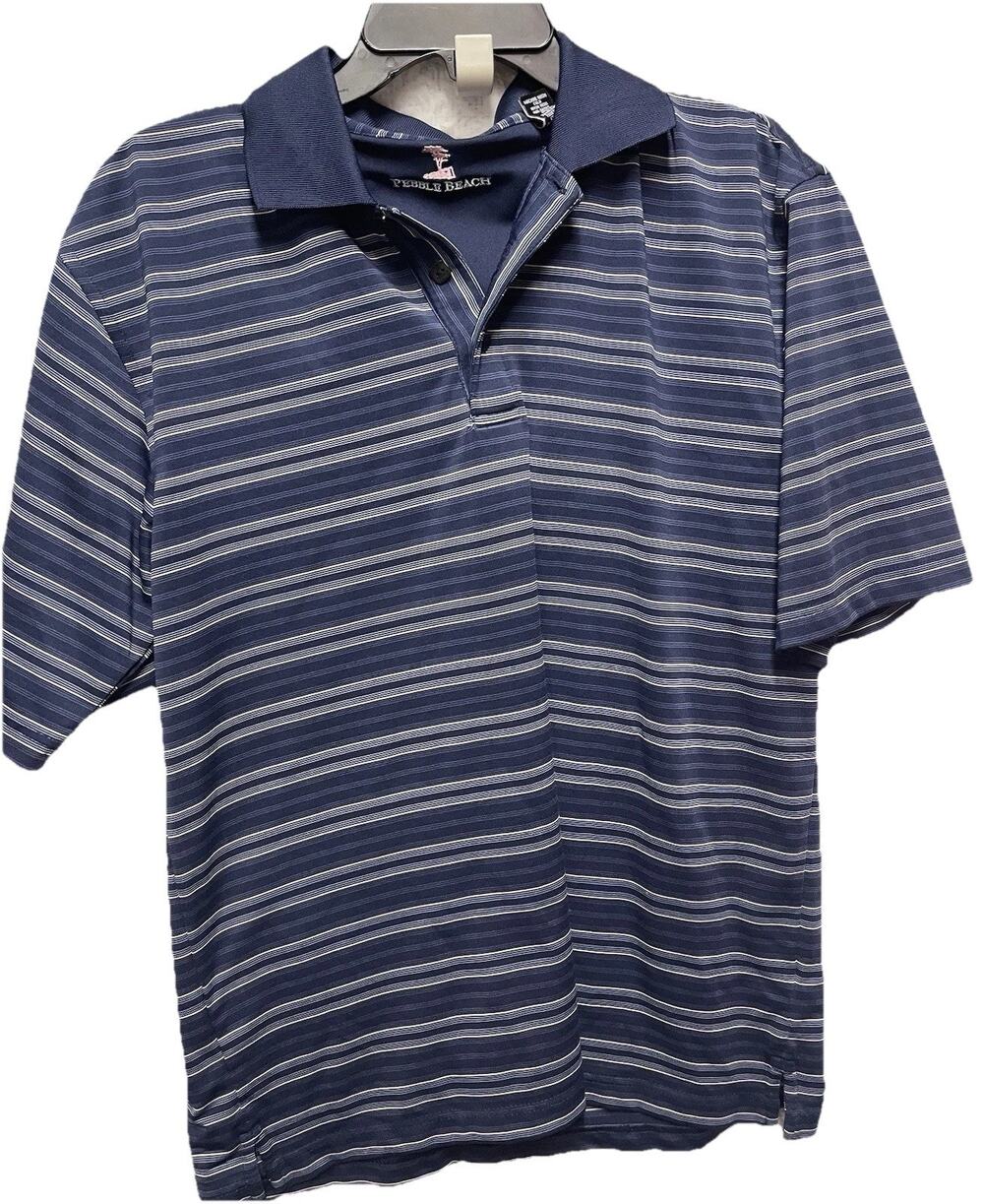 Pebble Beach Short Sleeve Polo Striped Men's Shirt Size M